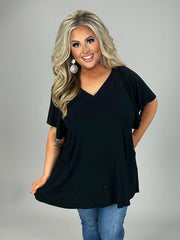 25 SSS {Black In Control} Black V-Neck Tunic  PLUS SIZE 1X 2X 3X