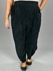 SALE! BT-B {Jog My Memory} Black Corduroy Joggers w/Pockets PLUS SIZE 1X 2X 3X