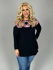 1-34 CP {Feeling Social} Black/Red Print Long Sleeve Top PLUS SIZE 1X 2X 3X