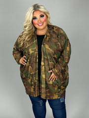 1-23 OT-A {Enchanted Camo} Olive Camo Cardigan EXTENDED PLUS SIZE 3X 4X 5X