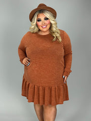 SALE!! 1-23 SLS {Expecting A Reaction} Rust Ruffle Hem Dress EXTENDED PLUS SIZE 3X 4X 5X