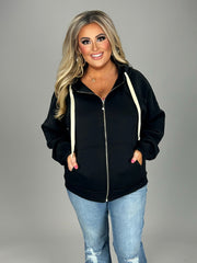 20 OT-K {Warm & Fuzzy} BLACK Zip Jacket PLUS SIZE 1X 2X 3X