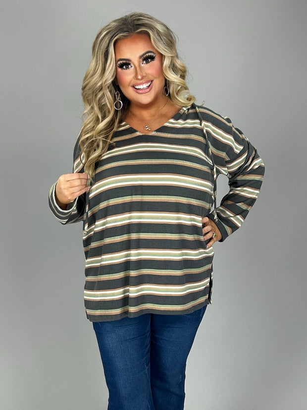 SALE! 14 HD-Y {Campfire Queen} Charcoal Multi Stripe Hoodie PLUS SIZE 1X 2X 3X