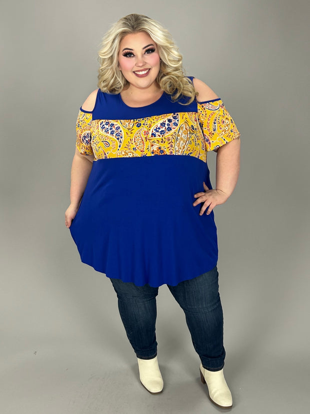 85 OS-F {Prove Your Point} Royal Blue Paisley Print Tunic CURVY BRAND!!!  EXTENDED PLUS SIZE 4X 5X 6X