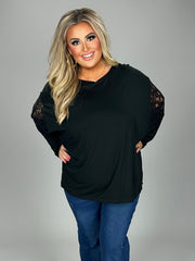 20 SD {Slice Of Lace} Black Top w/Lace PLUS SIZE 1X 2X 3X