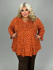 1-38 PQ {Office Favorite} Rust Print V-Neck Tunic PLUS SIZE XL 2X 3X 4X 5X