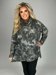 SALE! 16 PLS {Ready To Travel} Charcoal Tie Dye Cowl Neck Top PLUS SIZE 1X 2X 3X