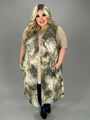 1-LD [Rodeo Perfection II} Olive & Ivory Mandala Print Vest CURVY BRAND!!! PLUS SIZE 1X 2X 3X