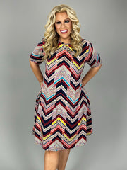 SALE!! 95 PSS-D {Play Your Cards Right} Navy Zig Zag Print Dress PLUS SIZE XL 2X 3X