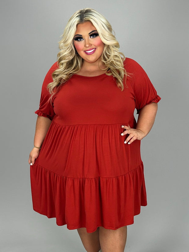 1-50 SSS {Find Your Tier} Rust Tiered Dress EXTENDED PLUS SIZE 3X 4X 5X (True to Size)