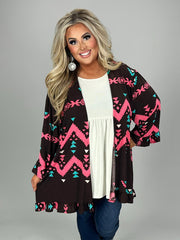 SALE! 25 OT-G {Dream Walker} Brown Tribal Print Cardigan PLUS SIZE 1X 2X 3X