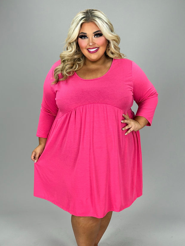 SQ {As Time Passes} Fuchsia Babydoll Dress CW PLUS SIZE 2X 3X