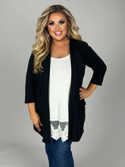 51 OT {Need A Reason} Zenana Black Cardigan w/Pockets PLUS SIZE 1X 2X 3X