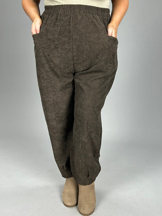 SALE! BT-B {Jog My Memory} Deep Brown Corduroy Joggers PLUS SIZE 1X 2X 3X