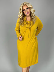 57 SLS [Call A Truce} Mustard Cowl Neck Dress PLUS SIZE 1X 2X 3X