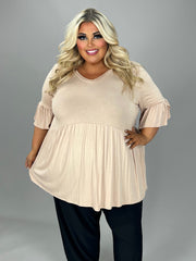 SALE!! 89 SSS {My Gift To You} Lt Taupe V-Neck Babydoll Top EXTENDED PLUS SIZE 3X 4X 5X