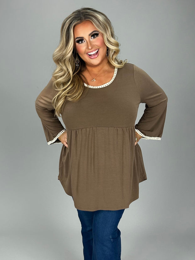 SALE!! 18 SD {Appreciate The Elegance} Mocha Babydoll Top PLUS SIZE 1X 2X 3X