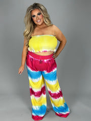 99 SET {Admittedly Extra} Yellow Tie Dye Bandeau Pant Set EXTENDED PLUS SIZE 5X