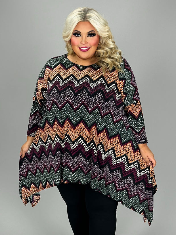 1-29 PQ {You Deserve It All} Wine Zig Zag Asymmetrical Top EXTENDED PLUS SIZE 3X 4X 5X