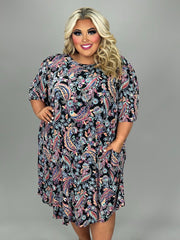 16 PSS {Discreet Dazzle} Black Paisley Print Dress EXTENDED PLUS SIZE 3X 4X 5X