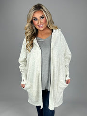 24 OT-C {Timeless Love} Ivory  Mix Hooded Cardigan PLUS SIZE 1X/2X 2X/3X