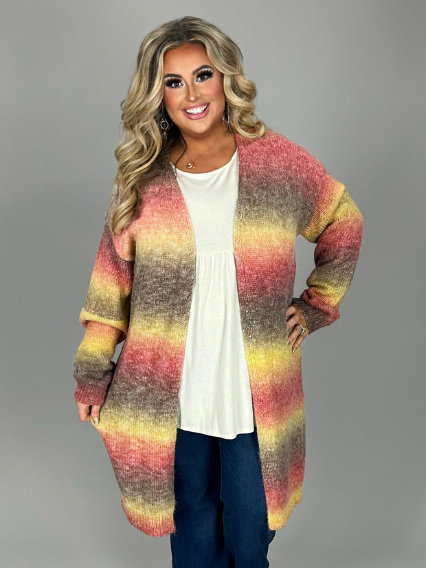 12 OT-P {All The Fuss} Burgundy Ombre Cardigan PLUS SIZE 1X 2X 3X