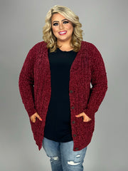 25 OT {Bring On The Cold} Burgundy Button Up Sweater PLUS SIZE 2X 3X