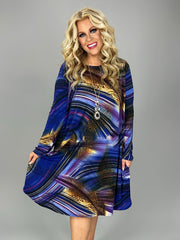 SALE!! 15 PLS {Simple Message} Purple Blue Multi-Print Dress PLUS SIZE XL 2X 3X