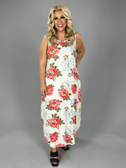 SALE!! LD-O {Finding Floral Love} Ivory Floral Maxi Dress PLUS SIZE XL 2X 3X