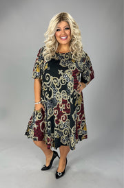 77 PSS {Nothing But Time} Black Mixed Animal/Swirl Print Dress EXTENDED PLUS 3X 4X 5X