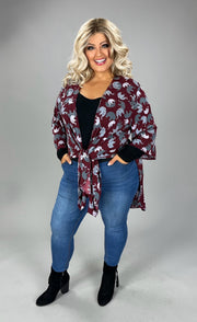 72 OT-C {Trunks Away} Burgandy Elephant Print Cardigan Plus Size 1X 2X 3X