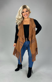 56 OT-B {Cool Is Calling} UMGEE Camel Vest W/Fringe PLUS SIZE XL 1X 2X