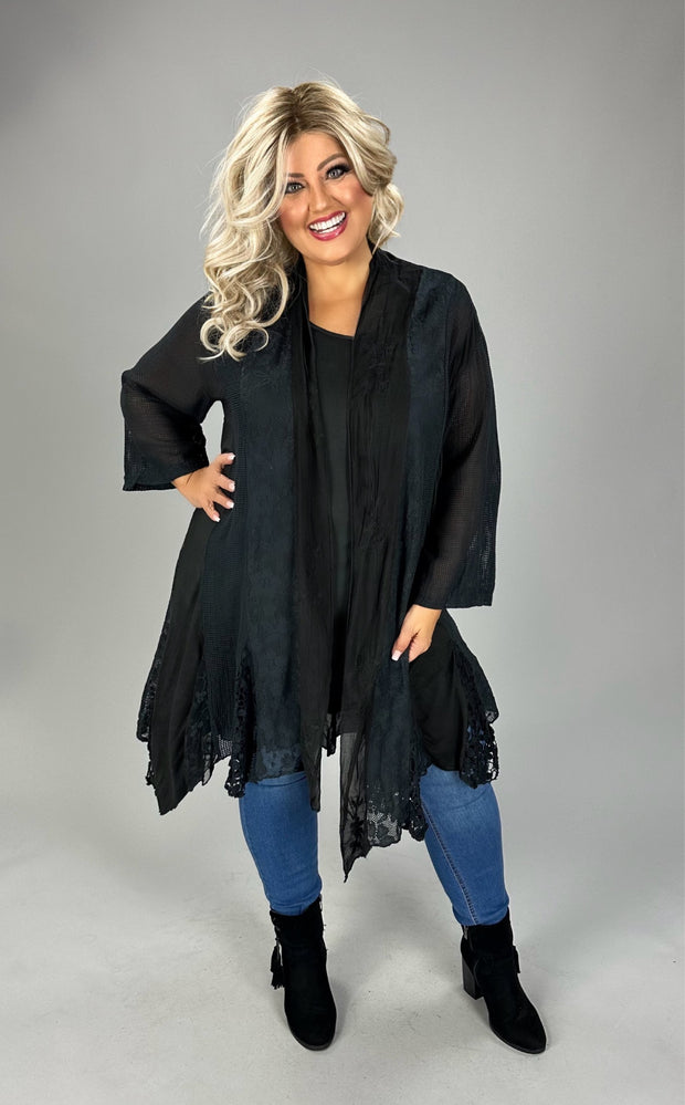 19 SET [Terrace Date II} Black Linen & Lace Top & Overlay Set PLUS SIZE 1X 2X 3X