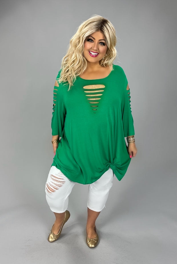 66 SSS {A Cut Above} Green Laser Cut Tunic CURVY BRAND!!!  EXTENDED PLUS SIZE 4X 5X 6X (May Size Down 1 Size)