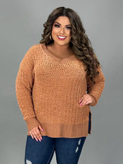 SALE! SLS-E {My Best Life} Eggshell Cable Popcorn V-Neck Sweater