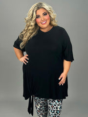 79 SSS {Sweet Touch} Black Short Sleeve Tunic Tied At Hem CURVY BRAND!!!  EXTENDED PLUS SIZE 4X 5X 6X