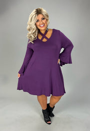 33 SQ {Dreaming Of Elegance} Violet V-Neck w/ Tie Cross Neck Top Detail PLUS SIZE XL 2X 3X