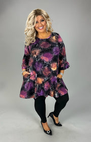 SALE!! 82 PQ-D {Solutions} PURPLE Print Tunic PLUS SIZE 1X 2X 3X