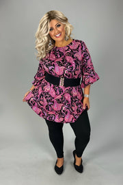 SALE! 71 PQ {Just A Theory} Black/Pink Paisley Print Top EXTENDED PLUS SIZE 4X 5X 6X