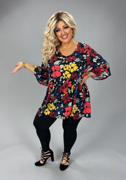 58 PSS {Striving For Excellence} Black Floral Babydoll Top EXTENDED PLUS SIZE 3X 4X 5X