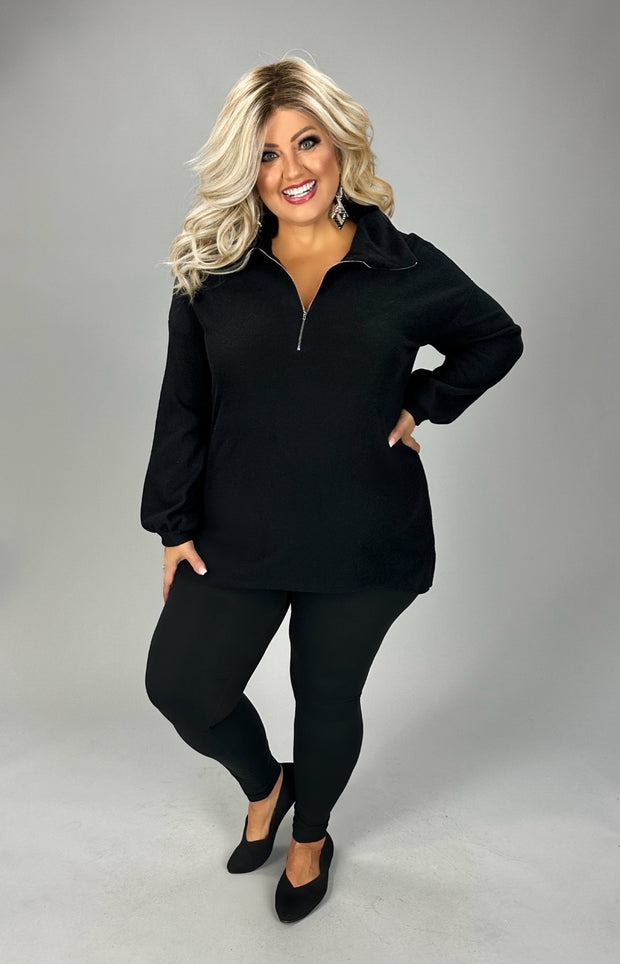 35 SLS-A {Winning Streak} Black Top W/Zipper PLUS SIZE 1X 2X 3X