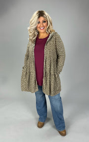 35 OT-A {Holding On} Mocha Tiered Cardigan W/Hood PLUS SIZE 1X 2X 3X