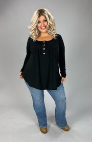 40 SLS-C {Your Forever} Black Button Long Sleeve Top PLUS SIZE XL 2X 3X