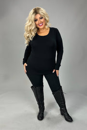 31 SLS {My Main Priority} Black Solid Long Sleeve Top PLUS SIZE XL 2X 3X