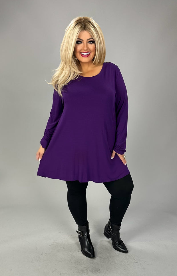 11 SLS {Weekly Favorite} Solid Plum Long Sleeve Top PLUS SIZE XL 2X 3X