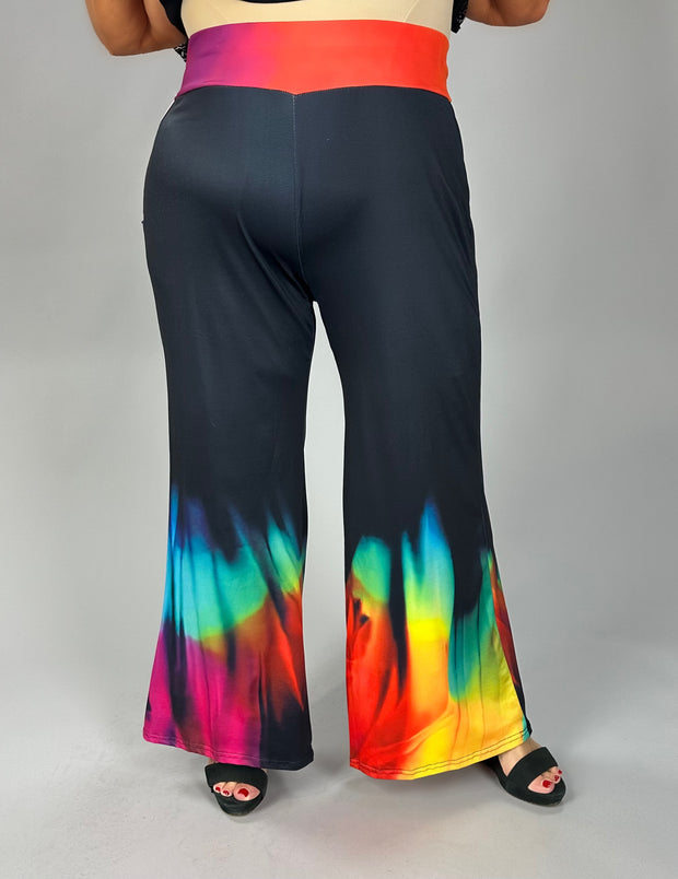 CW BT Navy/Orange Wide Leg Pants w/Tie Dye Hem