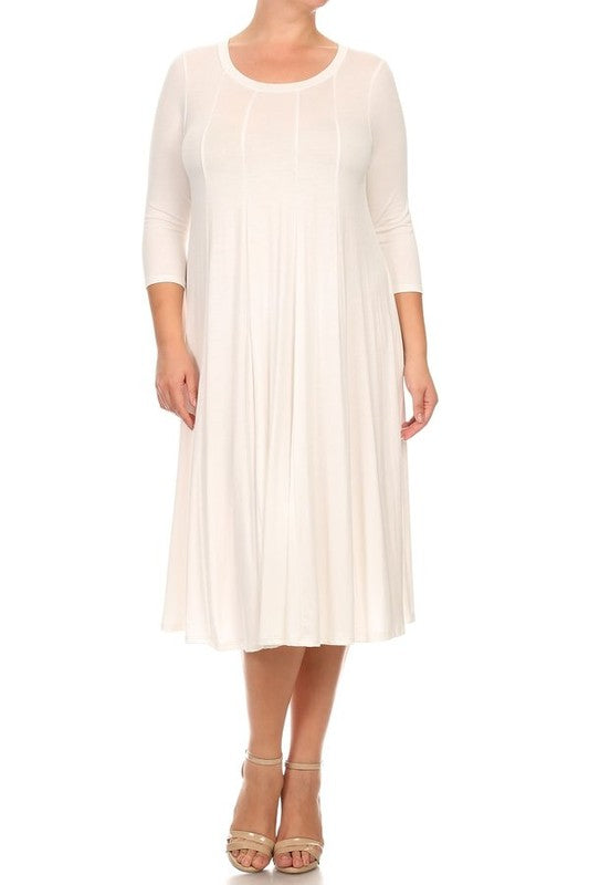 63 SQ {Playing For Keeps} Ivory Pleated A-Line Dress PLUS SIZE 1X 2X 3X