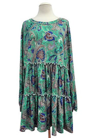 53 PLS {Only Mean One Thing} Emerald Green Paisley Tiered Top EXTENDED PLUS SIZE 2X 3X 4X 5X