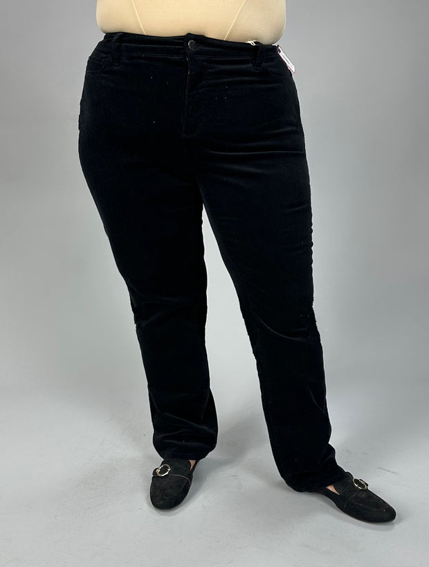 BT M-109 {Charter Club} Black Corduroy Straight Fit Pant PLUS SIZE 14W