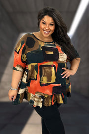 SALE! 20 PSS {Good Time Feels} Multi-Color Print Ruffle Hem Top EXTENDED PLUS SIZE 4X 5X 6X